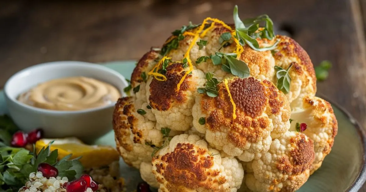 Golden Whole Roasted Cauliflower